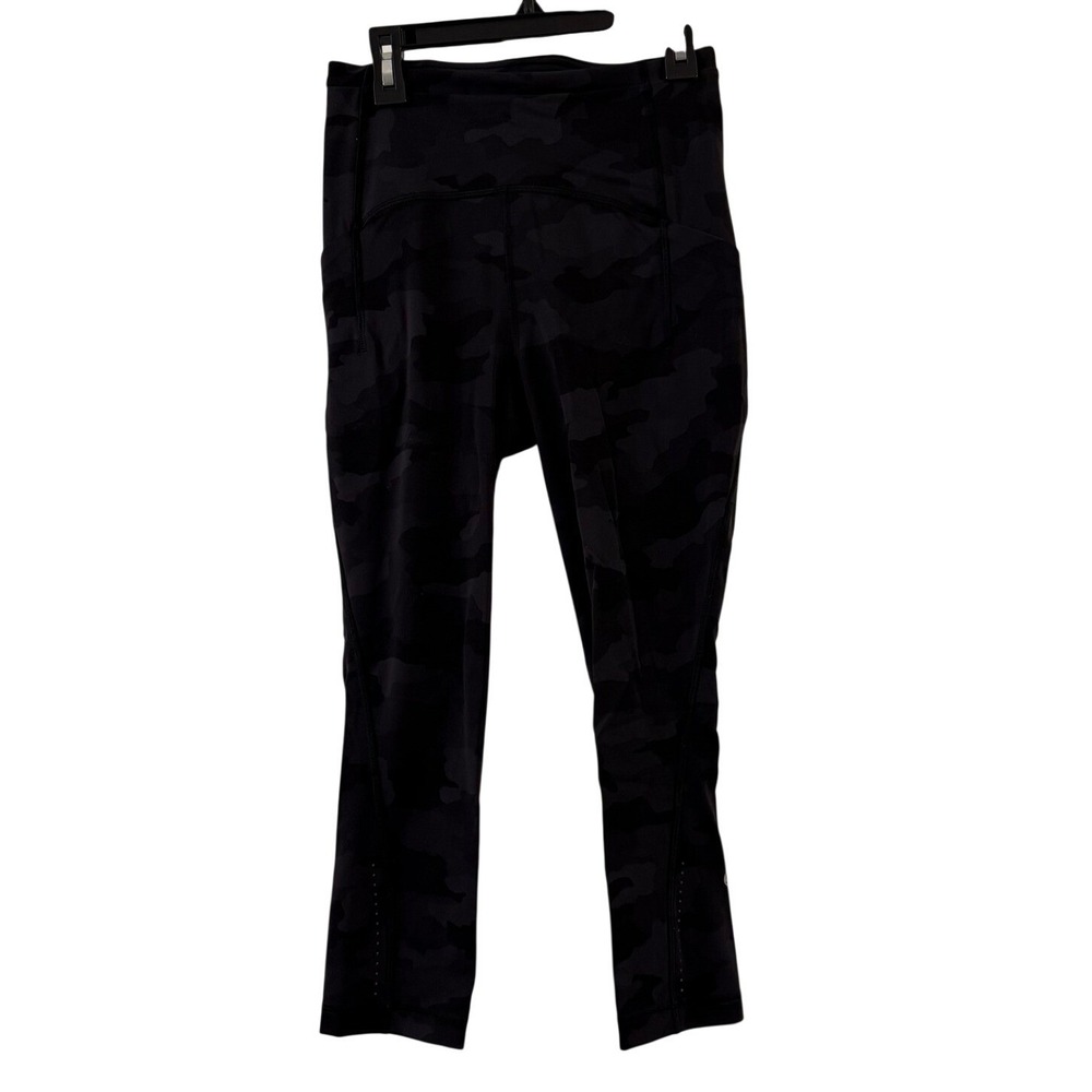 Lululemon Fast and Free High Rise Crop II 19 Women 4 Black Camo Nulux Leggings